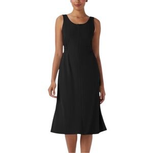 Halara Black Zip Front Athleisure Dress Large Stretch Sleeveless Casual NWT